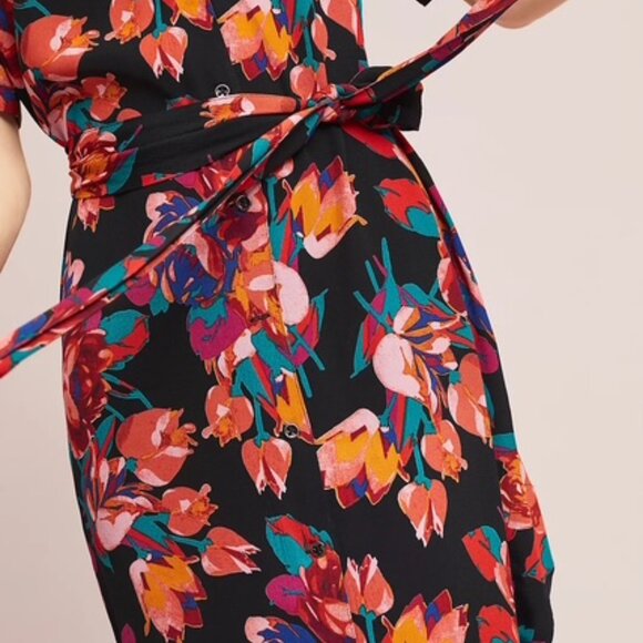 Anthropologie Maeve Floral Buttondown Shirt-Dress - Size Large - Picture 6 of 8